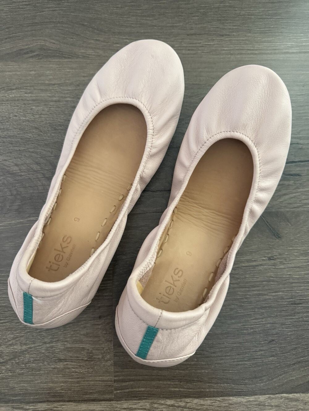 Tieks by Gavrieli Pale Pink Leather Ballet Foldable Flats Sz 9